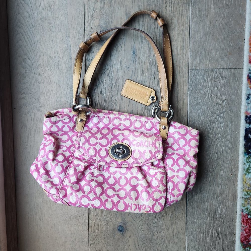 Coach Signature Op Art Leah Coated Canvas Tote Bag